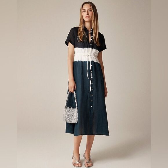 J Crew Cerise Shirtdress in Dip-Dyed Ramie Size 2P NWT - Picture 2 of 16